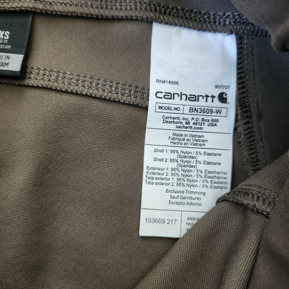 NEW Carhartt Womens Force Fitted Ankle Leggings XS Olive Utility Pockets - Picture 8 of 12